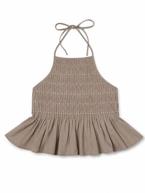 Free People Neutral Halter Top with Ruffle Hem        (Size XS)